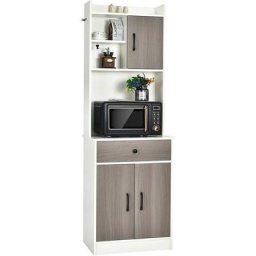 Costway - Buffet de Cuisine Meuble Cuisine Rangement avec 3 Portes et 1 Niche de Rangement,