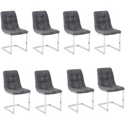 Sicotas - Lot de 8 Chaise à Manger Chaises de Cuisine avec Assise et Dossier en Cuir, Pieds en