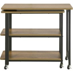 FWT83-PF Table d'appoint Rotative, Bout de Canapé à Roulettes, Table Console Mobile avec 2 étagères