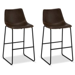 Imalo Tabouret de bar en similicuir, brun foncéet structure en noir. - Marron