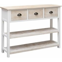 Buffet Blanc et marron 108x30x76 cm Bois de Paulownia massif Vidaxl Blanc et marron