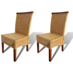 Chaises à manger lot de 2 marron rotin naturel Vidaxl n/a