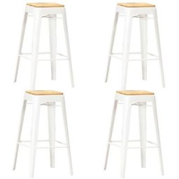 Tabourets de bar lot de 4 blanc bois de manguier massif Vidaxl Blanc