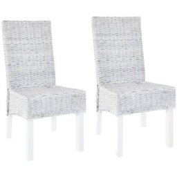 Chaises à manger lot de 2 rotin kubu et bois de manguier Vidaxl Marron clair