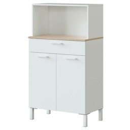 Meuble auxiliaire de cuisine micro-ondes 2 portes 1 tiroir style moderne Yuka blanc (mat) 126x72x40