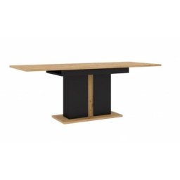 Table à manger extensible Nuka - 8 couverts - Beige et noir - L 120 à 160 x P 80 x H 76 cm