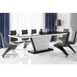 Table à manger évolutive 160 - 208 - 256 cm x 89 cm x 75 cm - Noir - Noir