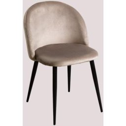 Chaise de salle à manger en velours Kana Sklum Brun Blé Noir - Noir Brun Blé