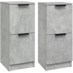 Buffets 2 pcs Gris béton 30x30x70 cm Bois d'ingénierie Vidaxl Gris béton