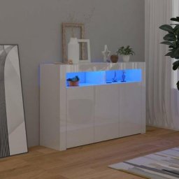 Buffet avec lumières led Buffet bas - Meuble de rangement - Blanc brillant 115,5x30x75 cm