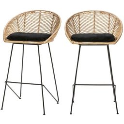 Drawer - Lot de 2 tabourets de bar en rotin 69cm - Naulu - Couleur - Naturel