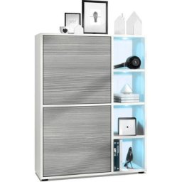 Buffet haut Armoire Cabinet Commode Cuba Blanc mat - haute brillance - Portes en Avola-anthracite
