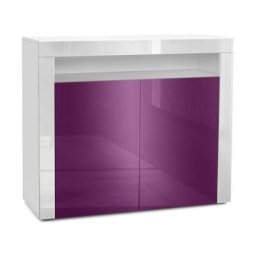 Commode Buffet Armoire Valencia en Blanc mat - haute brillance et tons naturels - Mûre haute