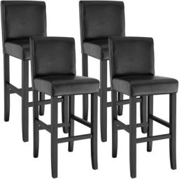 Tectake - Lot de 4 chaises de bar - lot de 4 tabourets de bar, tabourets, chaises haute bar - noir