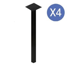 Skecten - Pieds de Table Carré pour Meubles et Bureau en Acier Noir 72cm 4-Pack