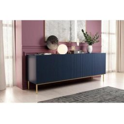 Buffet Bobochic Buffet 4 portes 200 cm kasha Pieds or Bleu foncé - Bleu foncé