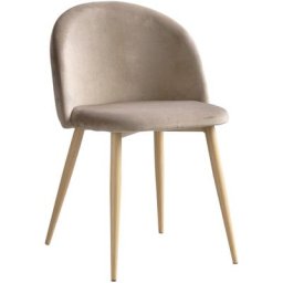 Chaise de salle à manger en velours Kana Sklum Brun Blé Bois Naturel - Bois Naturel Brun Blé