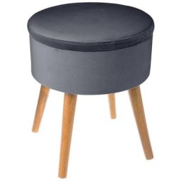 Tabouret coffre velours gris foncé Atmosphera créateur d'intérieur - Gris foncé
