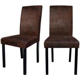 Chaise en tissu polyester (lot de 2) - Havane - Marron