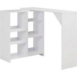 Table de bar avec tablette amovible Blanc 138x39x110 cm Vidaxl Blanc
