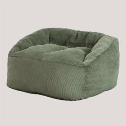 Fauteuil Pouf en Velours Côtelé (85 cm) Thiago Sklum Vert Militaire - Vert Militaire