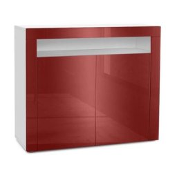 Commode Buffet Armoire Valencia en Blanc mat - haute brillance et tons naturels - Bordeaux /