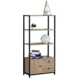 Casame - Bibliothèque 3 tablettes 1 porte et 2 tiroirs - H122 cm - Casâme - Noir