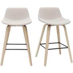Tabourets de bar scandinaves beige et bois clair H65 cm (lot de 2) nonie - Beige naturel