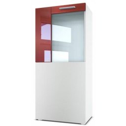 Vladon - Vitrine sur pieds Vitrine suspendue Movie en blanc mat avec panneaux décoratifs - Décor en