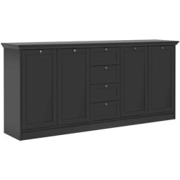 Buffet 200x40 cm Gris Anthracite avec quatre portes et quatre tiroirs gris anthracite