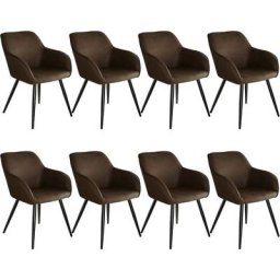 Tectake - 8 Chaises Marilyn tissu - Chaise, chaise de salle à manger, chaise de salon - brun