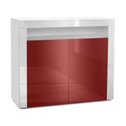 Commode Buffet Armoire Valencia en Blanc mat - haute brillance et tons naturels - Bordeaux haute