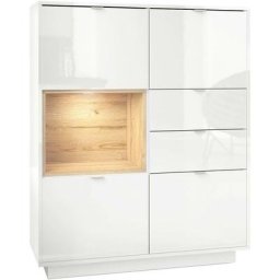 Vladon - Buffet haut Metro Commode Dressoir Crédence Blanc haut brillance insert coloré - Insertion