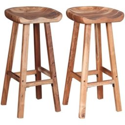 Tabourets de bar lot de 2 bois d'acacia solide Vidaxl Brun