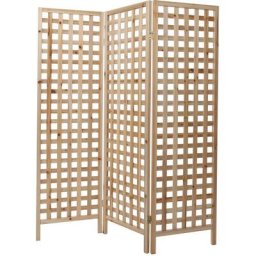 Paravent naturel en bois clair motif ajouré 3 vantaux L133 cm akkiko - Naturel