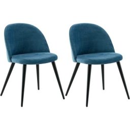 Chaise en velours avec pieds en acier Velvet (Lot de 2) - Bleu