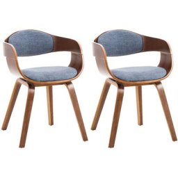 Lot de 2 chaises de salle à manger Kingston en Tissu Noyer/bleu Noyer