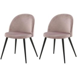 Chaises à dîner 2 pcs Velvet Noir et rose poussiéreux Venture Home Rose