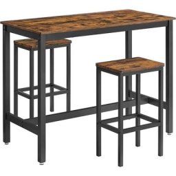 Vasagle Lot Table et Chaises de Bar, Table Haute avec 2 Tabourets de Style Industriel, pour
