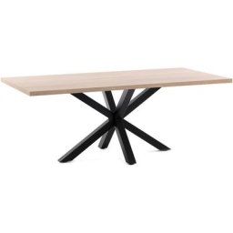 Table de salle à manger Argo rectangulaire 160 x 100 cm en mélamine et pieds en acier noir