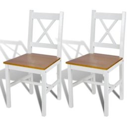 Chaises à manger lot de 2 blanc bois de pin Vidaxl Blanc et beige