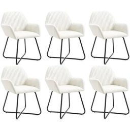 Chaises à manger lot de 6 crème tissu Vidaxl Crème