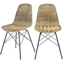 Chaise Tiptur en résine tressée naturelle (lot de 2) - Marron