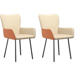 Chaises à manger lot de 2 crème tissu et similicuir Vidaxl Crème