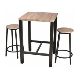 Table de bar et deux tabourets - l 60 x l 60 x h 86 cm - Beige - Livraison gratuite - Beige et noir