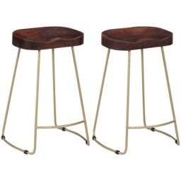 Tabourets de bar Gavin lot de 2 bois de manguier massif vidaXL - N/A