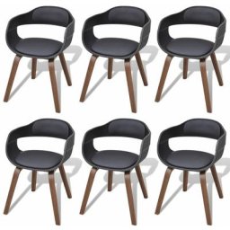 Chaises à manger lot de 6 noir bois courbé et similicuir vidaXL - Noir