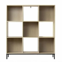 Etagère de rangement 9 cases avec pieds métal - Casâme - Bois clair