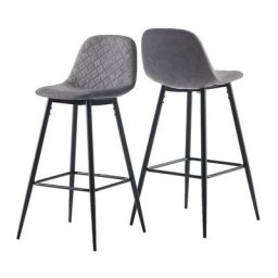 Lot de 2 tabourets de bar avec dossier, tabouret de cuisine en cuir synthétique et pieds en métal
