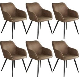 Tectake - 6 Chaises Marilyn tissu - Chaise, chaise de salle à manger, chaise de salon - brun-noir